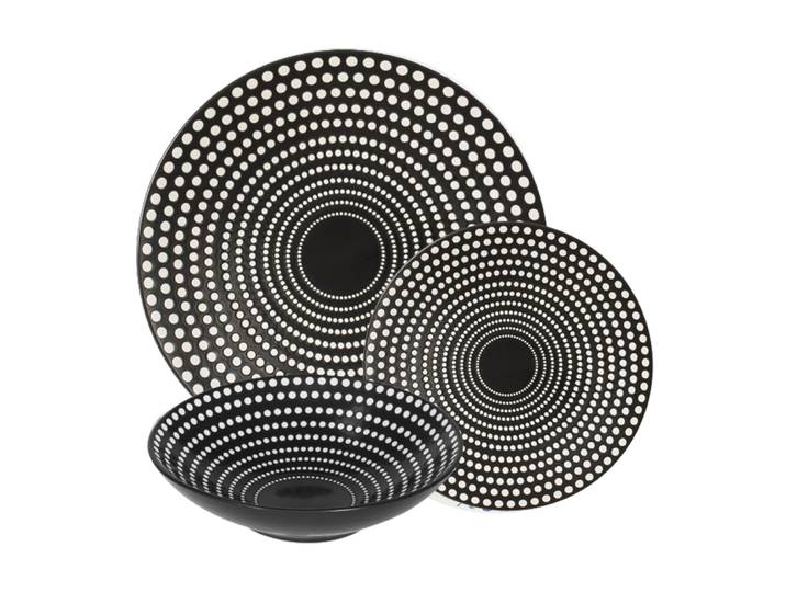 Service d'assiettes 18 pièces noires en grès