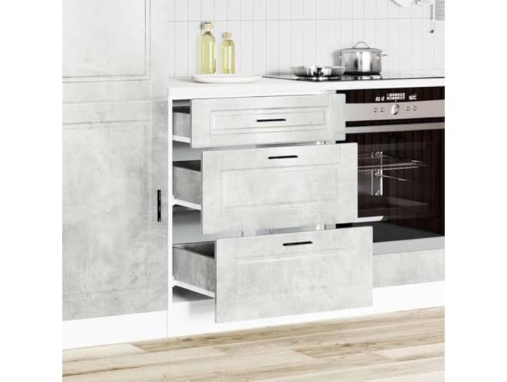 KTHLBRH Küchenunterschrank Hafen grau Beton 60 x 46 x 81,5 cm Spanplatte Verstellbare Füße, Schublade 60 x 38,5 cm, maximale Belastung 50 kg, glatte Oberfläche, leicht zu reinigen