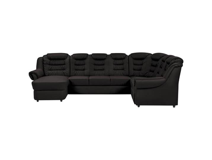 Wohnlandschaft Boston Schwarz Lederlook