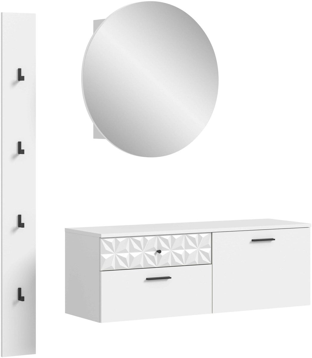 Furnilux Prisma kledingkastcombinatie wit hoogglans MDF B/D/H: 141 x 34 x 192 cm