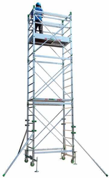 Facal Doge 65 - Trabattello in alluminio - Ripiano con fermapiede - Altezza 7.7m