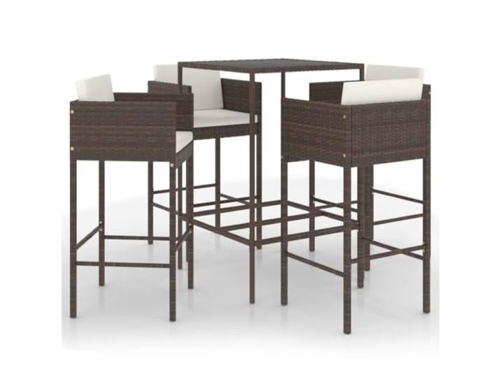 Helloshop26 Garten-Bar-Set, 5-teilig, mit Kissen, Polyrattan, Braun, 02_0013348