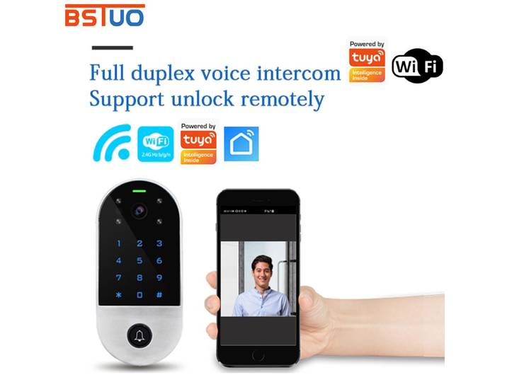 Interphone vidéo Wifi, clavier de contrôle d'accès, lecteur RFID 125Khz, fonctionne avec l'application Tuya, caméra de porte, système d'entrée vidéo, avec couvercle