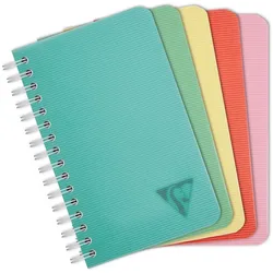 Clairefontaine 10x Linicolor ESSENCE, Spiralbuch 9,5x14 cm, 50 Blatt kariert 90g, Doppelspiralbindung, Einband aus gerilltem PP - Sortiert 327425C