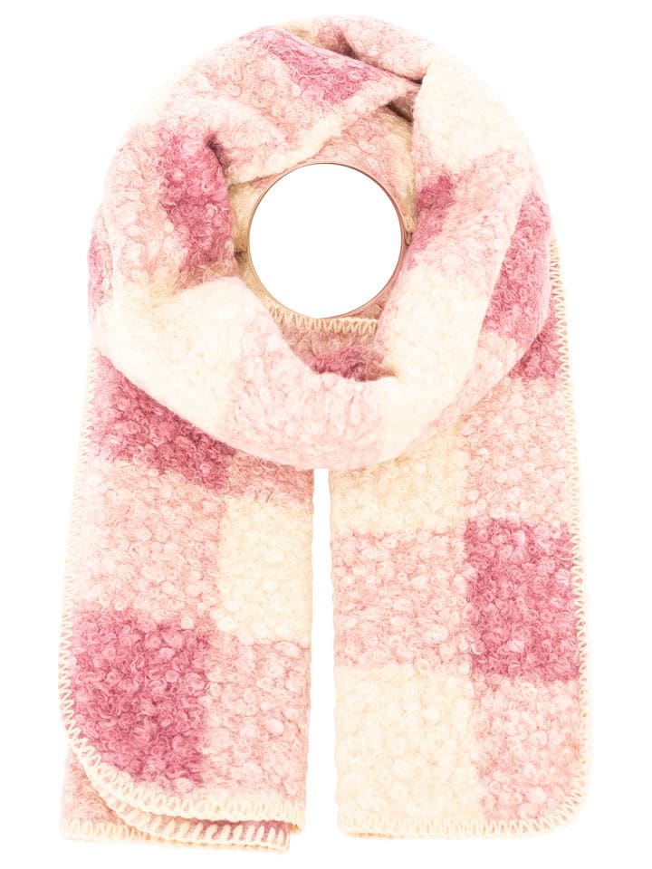 Zwillingsherz Schal "Karo & Teddy" in Creme/ Rosa - (L)180 x (B)60 cm - onesize