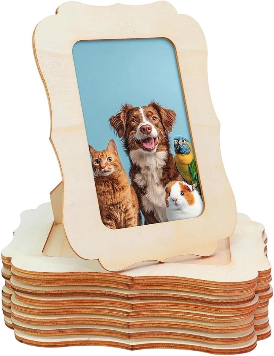 Set van 15 onbehandelde houten fotolijstjes voor zelfbouw, 10x15 cm