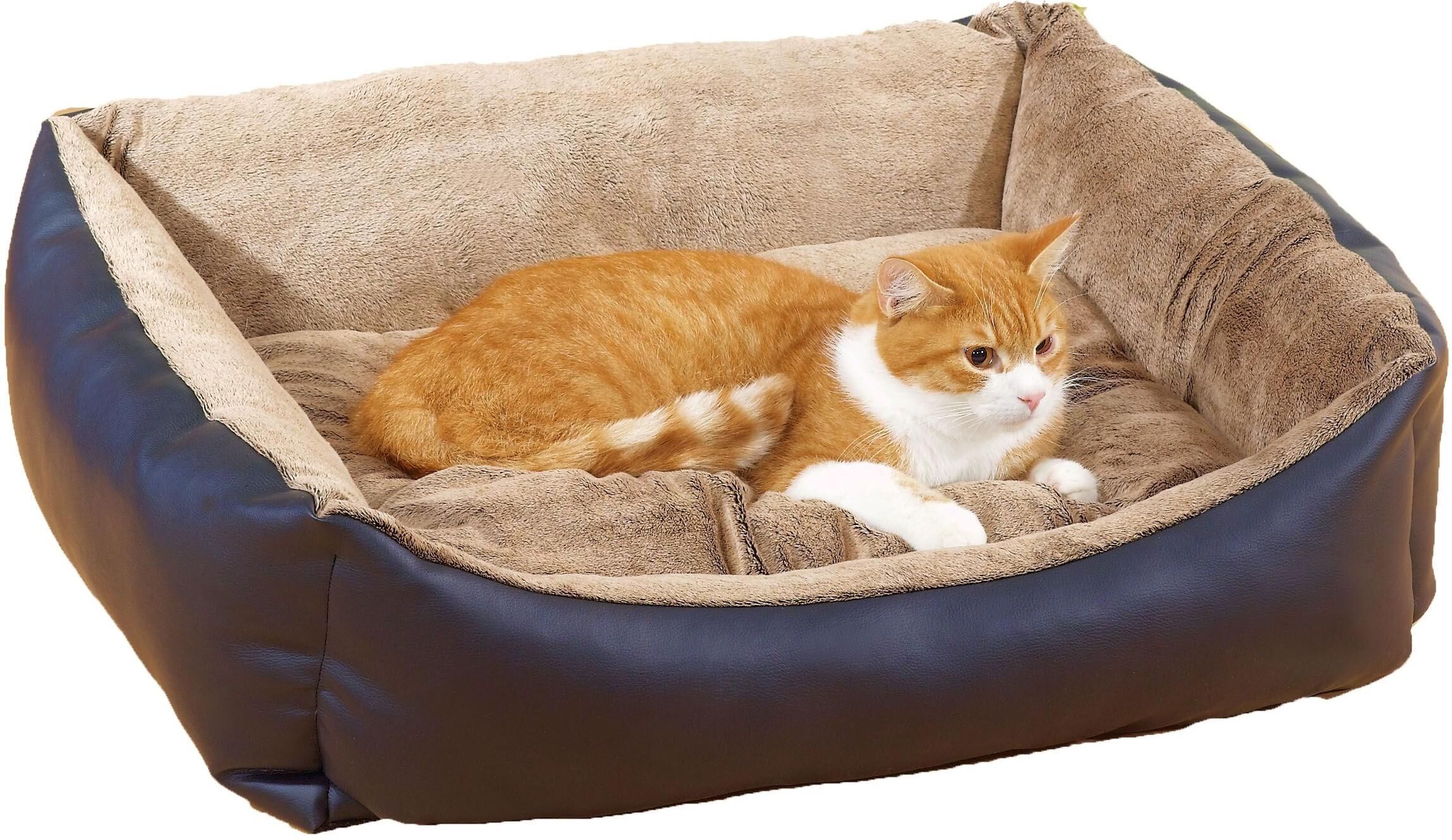 Tierbett SWISSPET "Liegebett Bali eckig 60x50cm", braun (dunkelbraun), B/H/L: 50cm x 60cm, Tierbetten, Tierbett dunkelbraun B/H/L: 50cm x 60cm