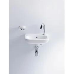 Duravit D-Code Handwaschbecken 0705360008 36 x 27 cm, mit Überlauf, Hahnloch rechts, Weiß Hochglanz