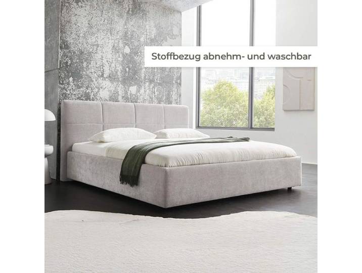 HOMELIV. Polsterbett SwitchIT Chester Webstoff 180x200cm Hellgrau modern, Mit abnehmbarem Bezug