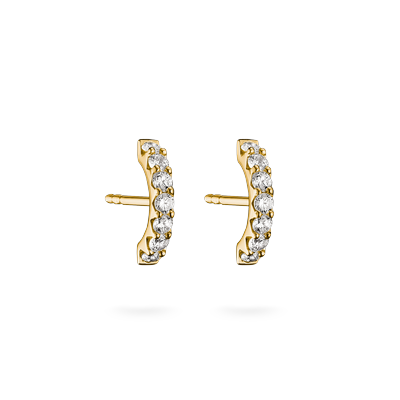 Paar Ohrstecker THOMAS SABO "gebogen mit Zirkonia", gold (gelbgoldfarben, weiß, weiß), Ohrringe, Damen, Metall, mit Zirkonia (synth.)