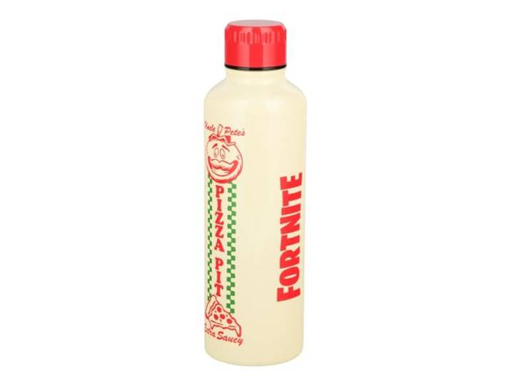 Paladone Fortnite Bouteille d'eau réutilisable en acier inoxydable avec couvercle à visser Uncle Pete's Pizza Pit 500 ml\, produit de jeu pour adolescents\, adultes\, école\, travail