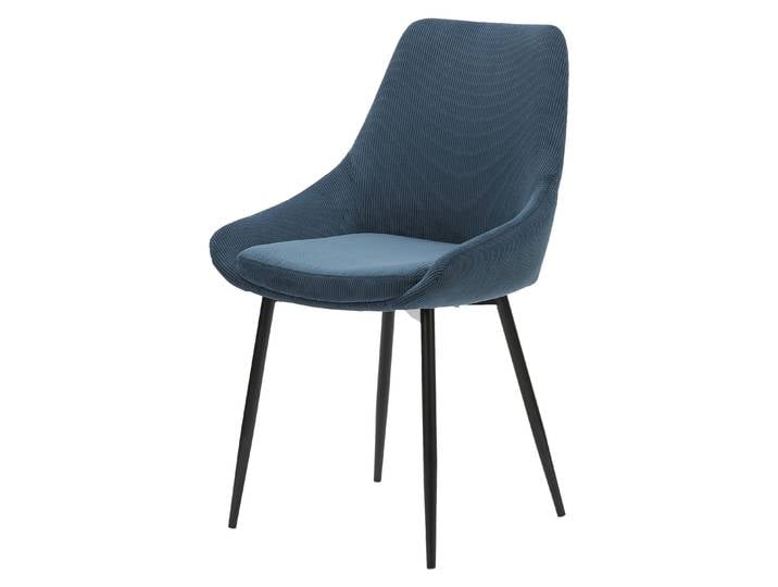 Chaise en velours côtelé bleu figuerolles