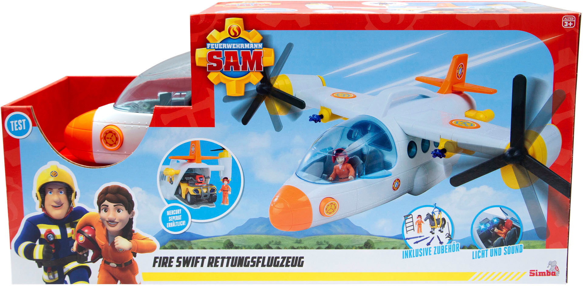 Spielzeug-Flugzeug SIMBA "Feuerwehrmann Sam Fire Swift Rettungsflugzeug", bunt, Spielzeugfahrzeuge, Kinder, Spielzeug-Flugzeug, mit Licht- und Soundeffekten