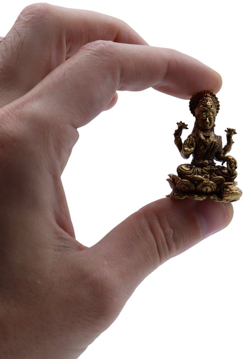 Ancient Wisdom Decoratief beeldje Messing miniatuur godin Laxmi