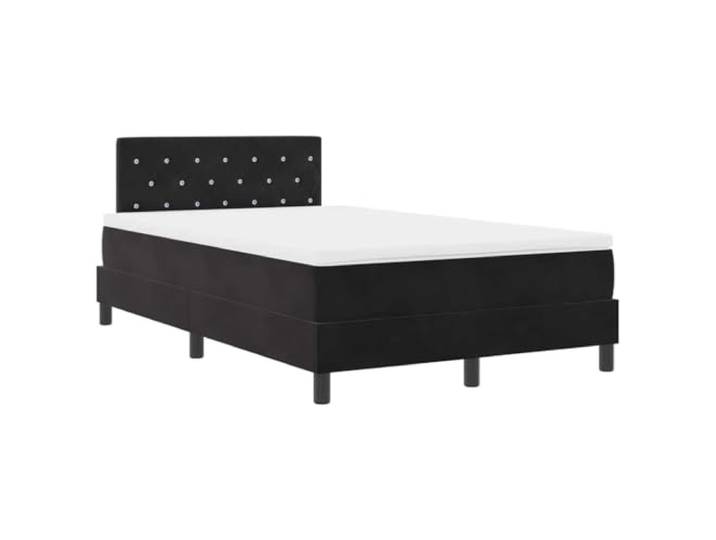 KTHLBRH Doppelbett Samt Schwarz 120 x 200 cm Inklusive Matratze, Lattenrost, Kopfteil aus Kunstleder, Massivholz aus Kiefernholz