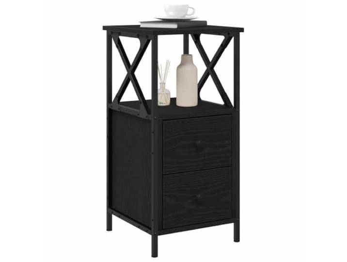 vidaXL Nachttisch 2 stk. Schwarz Eichen-Optik 34 x 35,5 x 70 cm Jeder Tisch hat eine große Schublade und ein Regal, ideal für deine Bücher,