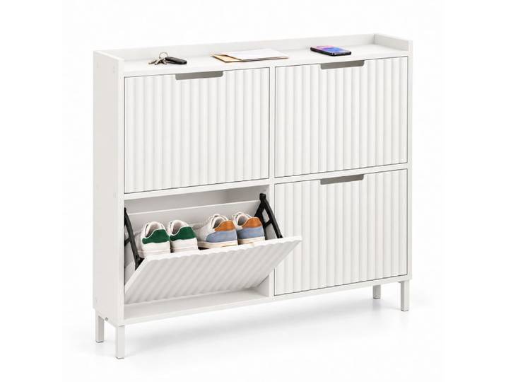 Relaxdays Meuble à chaussures rainuré, 4 cases