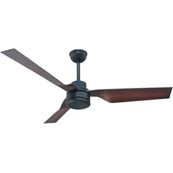 Decken Ventilator mit Fernbedienung Wohnzimmer Lüfter, schwarz braun, Sommer-/Wintermodus 3 Geschwindigkeiten Timer, 132 cm