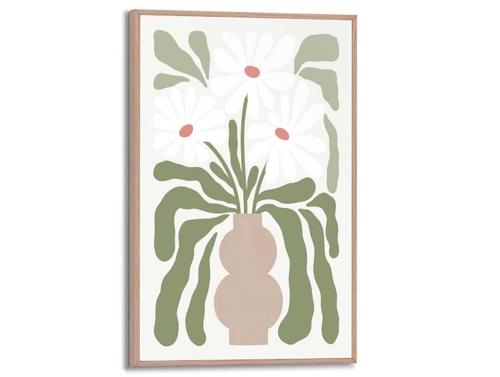 Poster REINDERS Abstract Flowers , grün (farbe bild(er): grün), B:20cm H:30cm T:1,6cm, Bilder, Poster, Wohnzimmer - Blumen - Vase - Grün - MDF - Blumen und Pflanzen