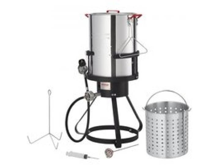 VEVOR Friteuse à Dinde, Cuiseur pour Dinde de 28 L, Marmite Extérieure en Aluminium pour Fruits de Mer, Marmite à Gaz Propane avec Brûleur de 54 000 BTU, Paniers Support à Volaille Perforé Inclus