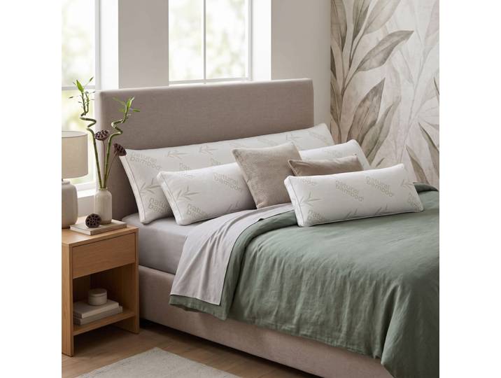 Traversin cervical microfibre housse bambou 150x35 cm