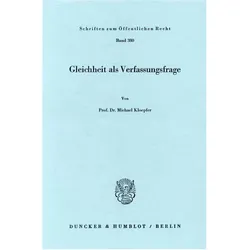 Gleichheit als Verfassungsfrage., Fachbücher von Michael Kloepfer