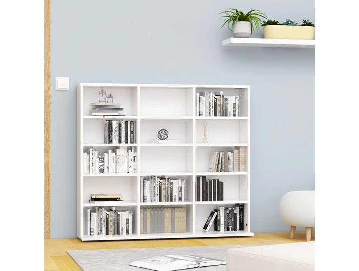 vidaXL Regal, CD-Regal Weiß 102x23x89,5 cm Holzwerkstoff