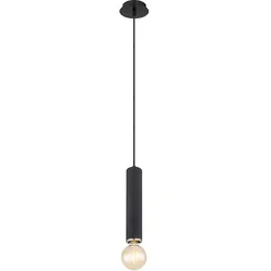 Hängeleuchte Holz Pendelleuchte schwarz Esszimmerlampe Pendel, Metall, E27 Fassung, DxH 12x160 cm