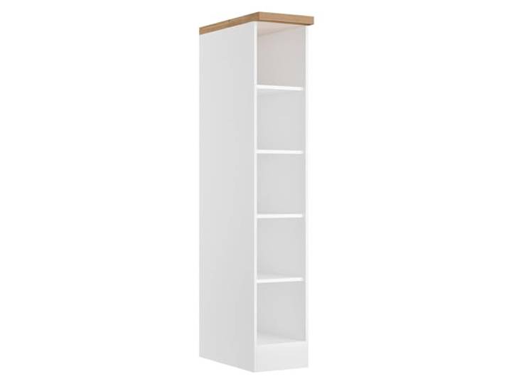 Lomadox Küchenregal Midi-Regal 30 cm, weiß, Arbeitsplatte Eiche