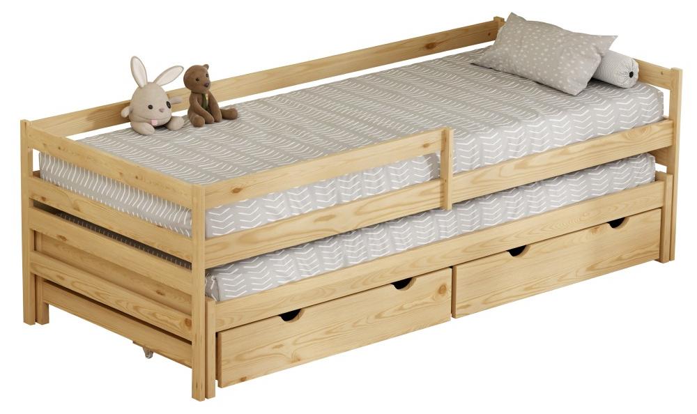Kondela Kinderbett mit Ausziehbett Elara 90x200 cm - natur