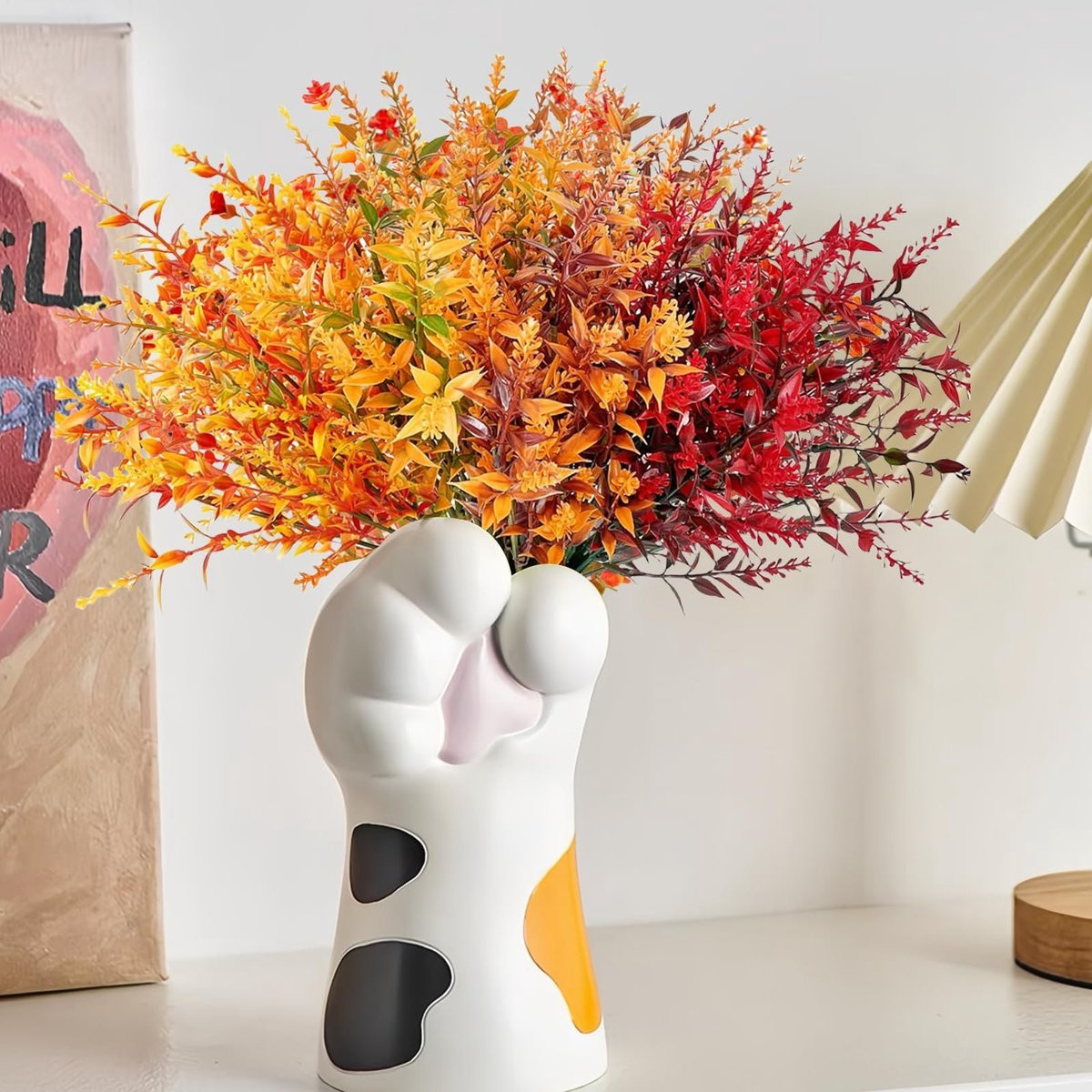 Dailygoods - Set van 12 kunstbloemen voor herfstdecoratie
