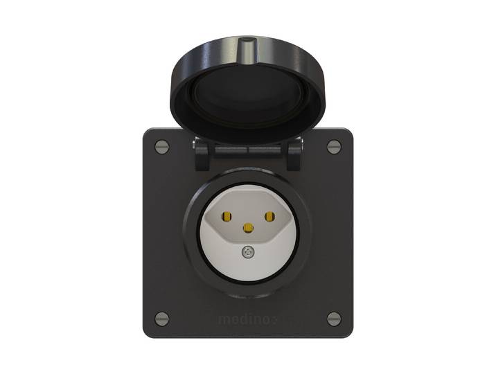 Max Hauri Exo Steckdose 1x Typ 13 Einsatz +Frontset exo Ip55 schwarz
