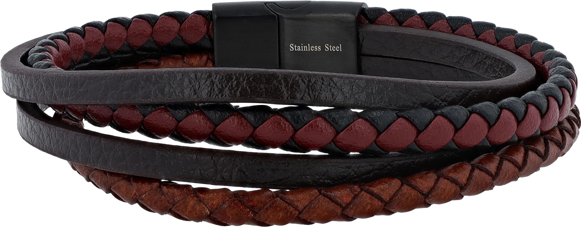 Lederarmband ADELIA´S "Edelstahl Armband Lederarmband", braun, Armbänder, Herren, Edelstahl, Lederarmband