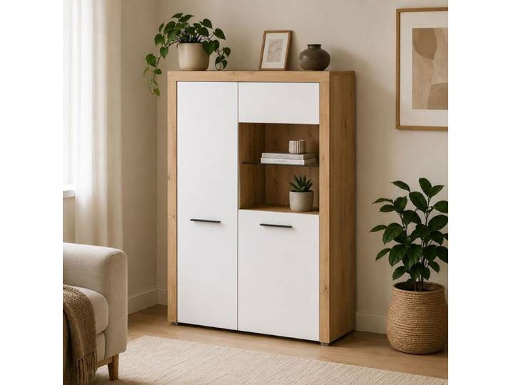 Vitrine Lohalime Dmora en Bois Mélaminé Blanc 100x42x147h cm
