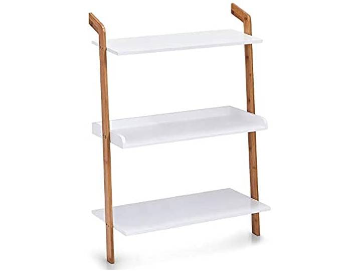 ZELLER PRESENT SCHÖNER LEBEN. PRAKTISCH WOHNEN. Leiter-Regal m. 3 Böden, Bamboo/MDF, weiß