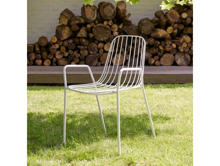 Outdoor Lehnstuhl aus weiß lackiertem Metall Arty white Armlehnen Gartenstuhl - Weiß