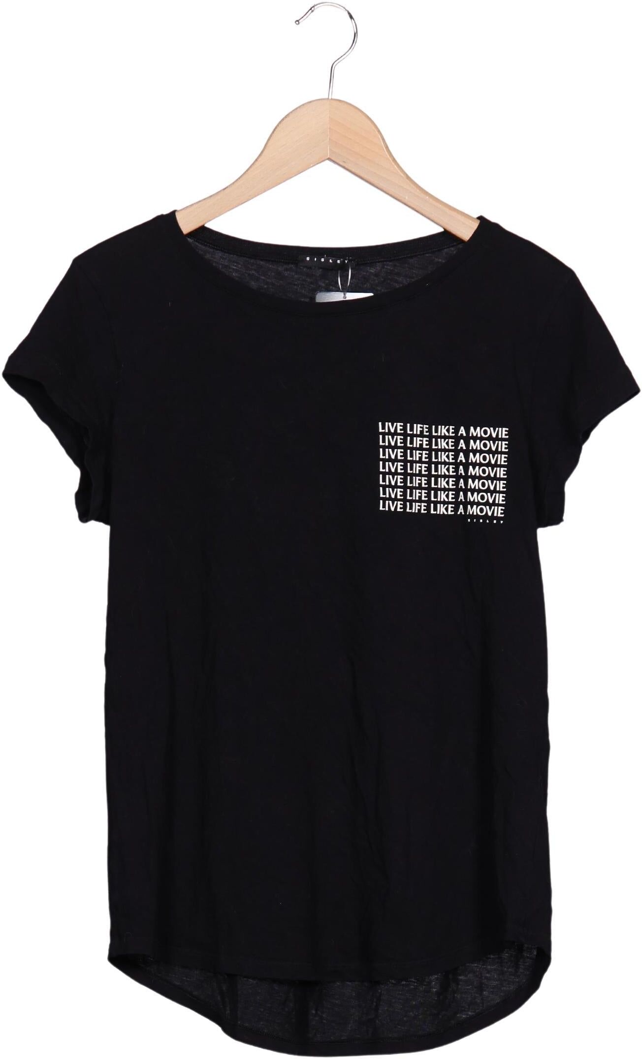 Sisley Damen T-Shirt, Schwarz, Gr. M, kein / Etikett - Second Hand