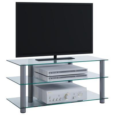 Wohnzimmertisch VCM "TV Möbel Sideboard Fernseh Rack Alu Glas Netasa", weiß (klarglas), B:95cm T:40cm, Regale