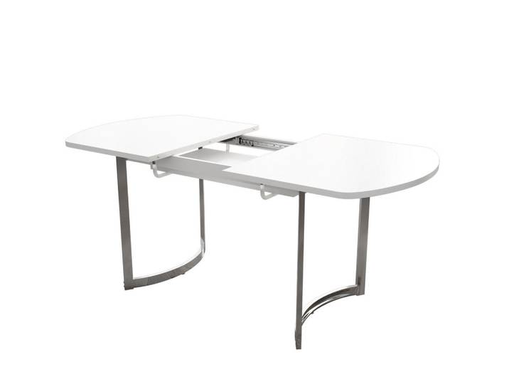Flora Grace Esstisch 140/180x80 cm in Weiß ausziehbar mit versilberten Metallbeinen, 80x75x180 cm, Esszimmer, Esstische