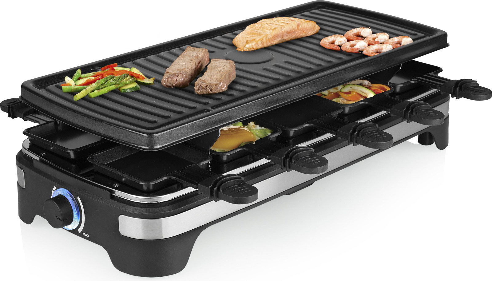 Princess 162650 Raclette 10 – Geschikt voor 10 personen – Met afneembare bakplaat