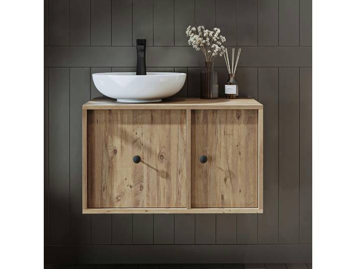 Meuble Vasque Rond Décor Pin 1 Tiroir 1 Porte Ebe