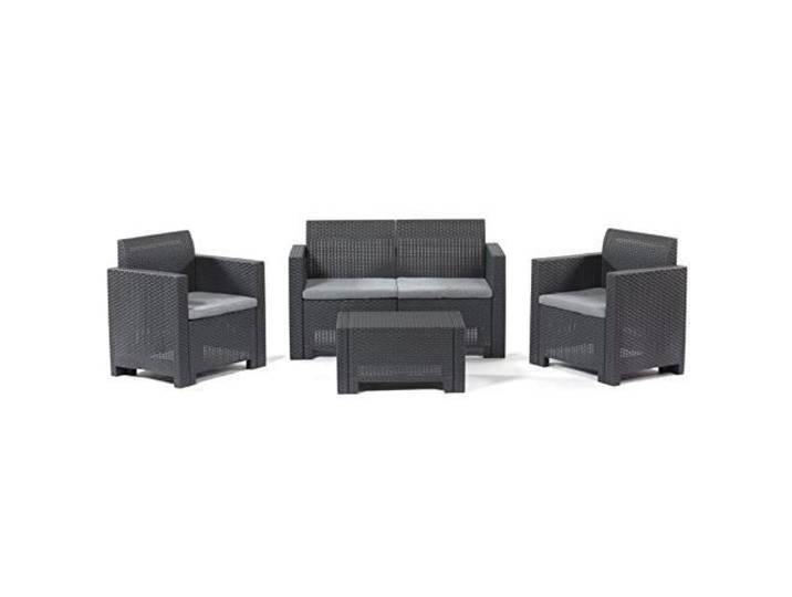Ensemble de jardin en polyrattan anthracite - Salon bas - Gris