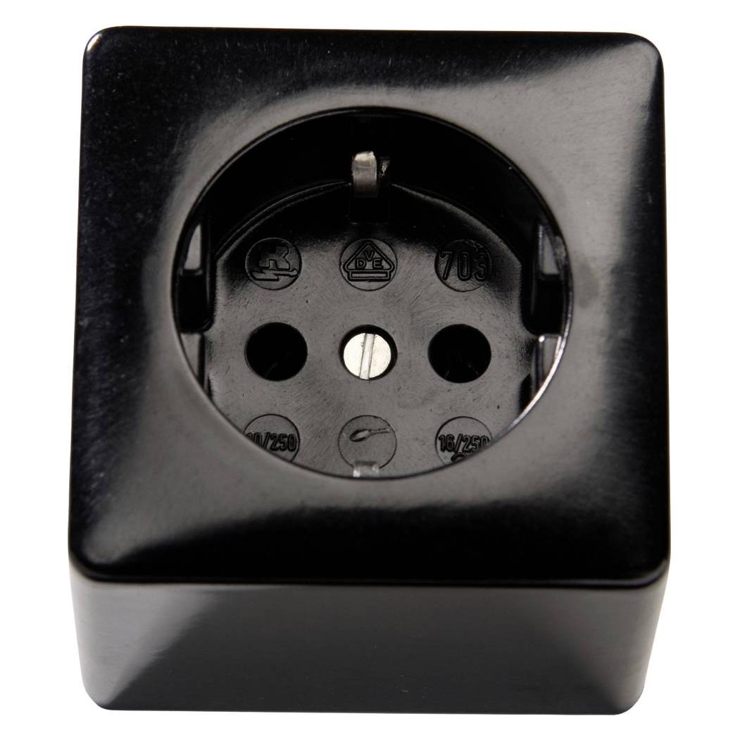 Kaiser 703/sw Aufputz-Steckdose 1er Set IP20 Schwarz (703/sw)