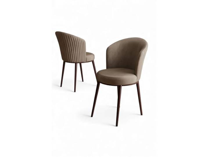 Modern Chair Set (4 Pieces), Cappuccino & Brown, 45 x 87 x 41 cm 100% Metal Frame, Plywood Back, Babyface Fabric Stylish & Durable for Home & Hotel Use