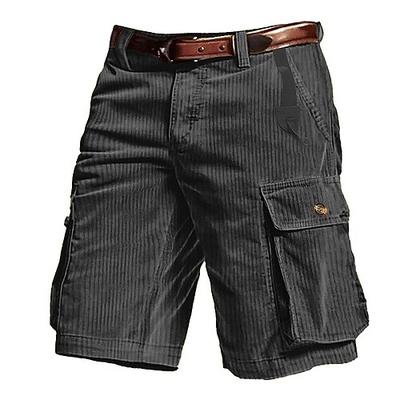 Herren Cargo-Shorts Shorts Sommershorts Cordshorts Mehrere Taschen Klappentasche Einfach Komfort tragbar Knielang Outdoor Sport Täglich Mode Lässig Schwarz Kaffee