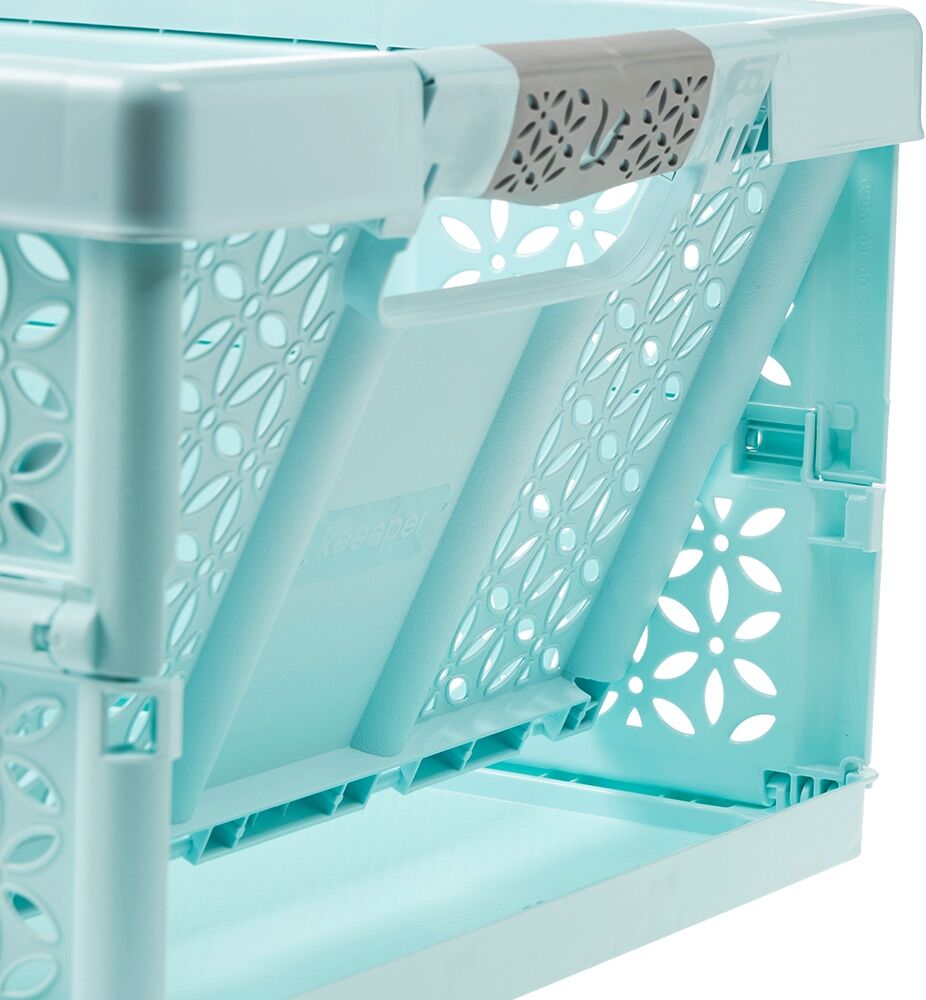 Klappbox KEEEPER "lea, 3er Set", aquamarine, B:35cm H:48,5cm T:14cm, Kunststoff, Einkaufskörbe, Klappbox, Profi-Klappbox mit Softgriffen