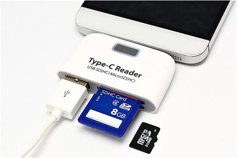 INF Lecteur de carte Type-C - Concentrateur USB et fonctionnalité OTG Blanc