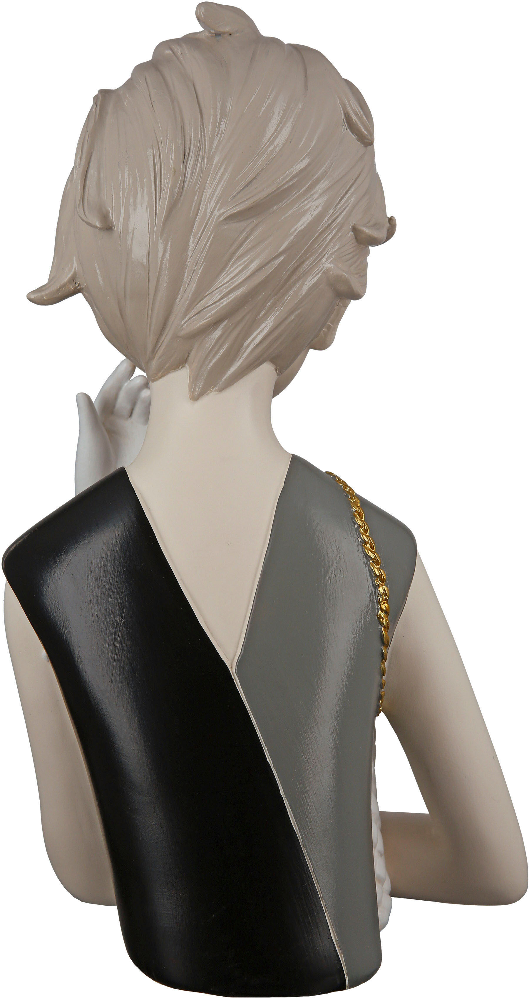 Dekofigur GILDE "Figur Lady mit Handtasche", grau, B:18cm H:29cm T:15cm, Kunstharz, Dekofiguren, Dekofigur, Mit Sonnenbrille und Designer-Handtasche, Skulptur grau B/H/T: 18cm x 29cm x 15cm