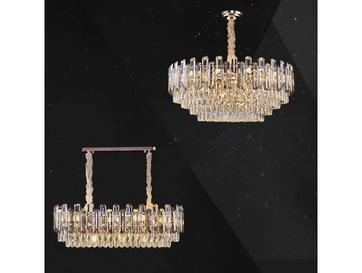 Lustres en cristal de luxe pour salon, décoration d'intérieur, lampe à main, éclairage de salle à manger, gris clair