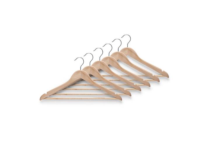 Kleiderbügel ZELLER PRESENT 6er Set , beige (natur), T:43,5cm, Kleiderbügel, Kleiderbügel